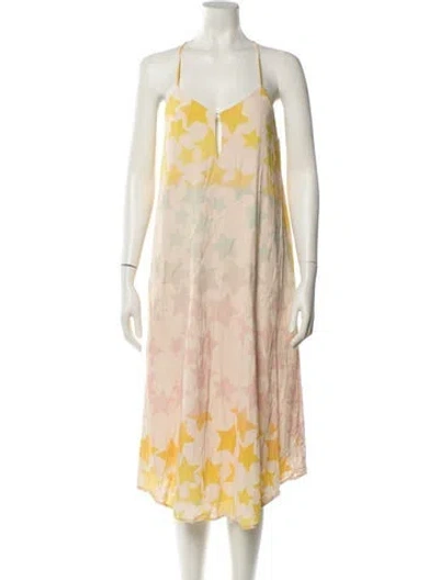 Pre-owned Mara Hoffman Floral Print Midi Length Dress In Neutral