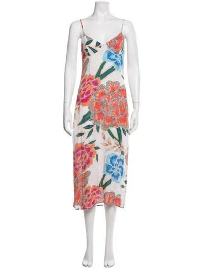 Pre-owned Mara Hoffman Floral Print Midi Length Dress In Orange