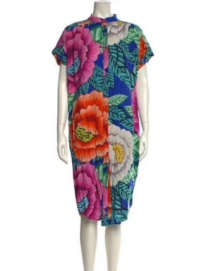 Pre-owned Mara Hoffman Floral Print Midi Length Dress In Purple