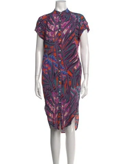 Pre-owned Mara Hoffman Floral Print Midi Length Dress In Purple