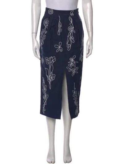 Pre-owned Mara Hoffman Floral Print Midi Length Skirt In Blue