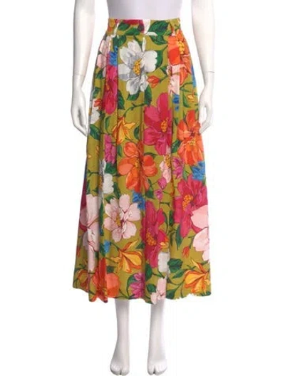 Pre-owned Mara Hoffman Floral Print Midi Length Skirt In Green
