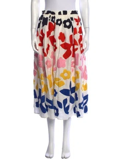 Pre-owned Mara Hoffman Floral Print Midi Length Skirt In Neutrals