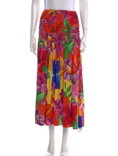 Pre-owned Mara Hoffman Floral Print Midi Length Skirt In Pink