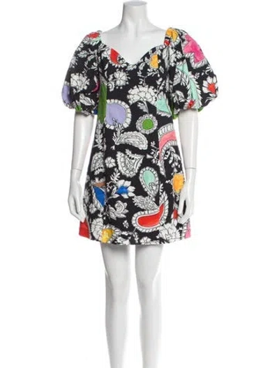Pre-owned Mara Hoffman Floral Print Mini Dress In Black