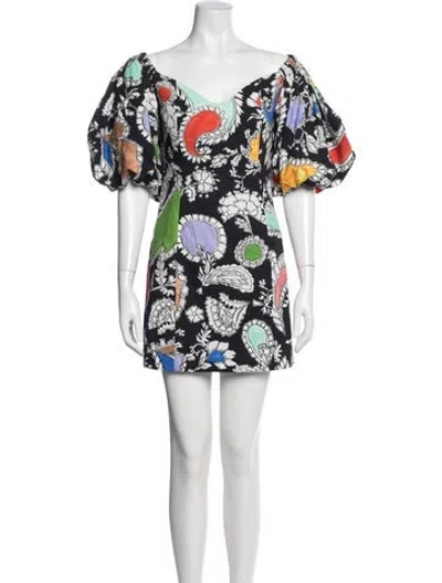 Pre-owned Mara Hoffman Floral Print Mini Dress In Black