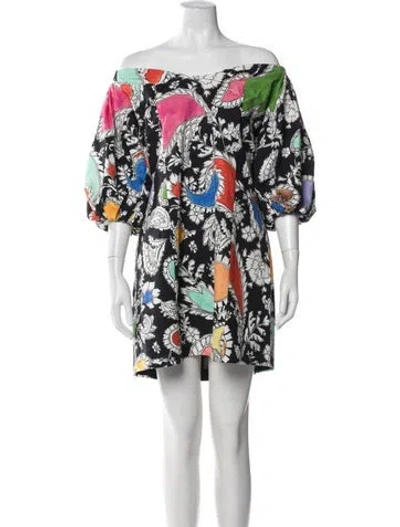 Pre-owned Mara Hoffman Floral Print Mini Dress In Black