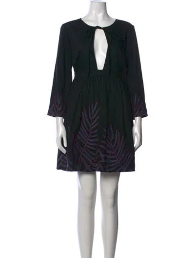 Pre-owned Mara Hoffman Floral Print Mini Dress In Black