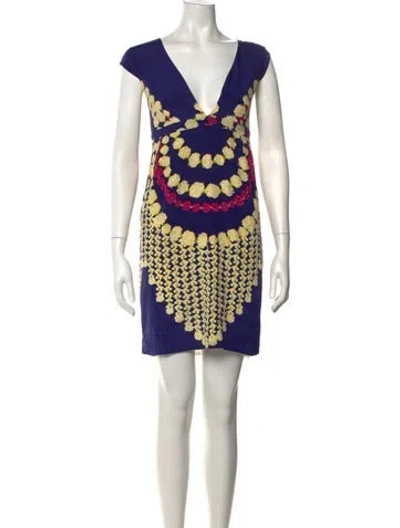 Pre-owned Mara Hoffman Floral Print Mini Dress In Blue