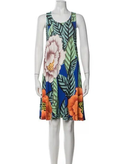 Pre-owned Mara Hoffman Floral Print Mini Dress In Blue/green/orange