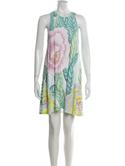 Pre-owned Mara Hoffman Floral Print Mini Dress In Green