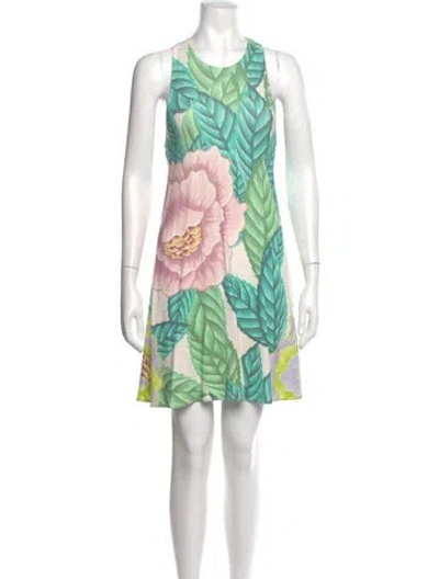 Pre-owned Mara Hoffman Floral Print Mini Dress In Green