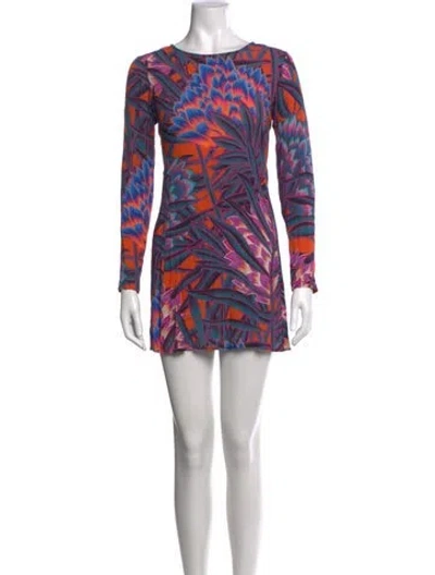 Pre-owned Mara Hoffman Floral Print Mini Dress In Purple