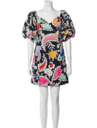 Pre-owned Mara Hoffman Floral Print Mini Dress W/ Tags In Black