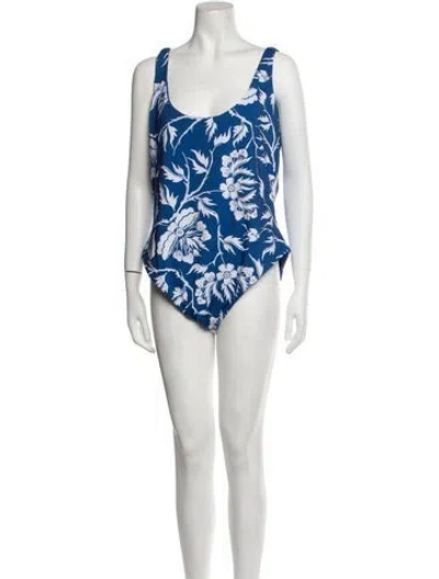 Pre-owned Mara Hoffman Floral Print One-piece In Blue