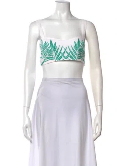 Pre-owned Mara Hoffman Floral Print Square Neckline Crop Top In Black