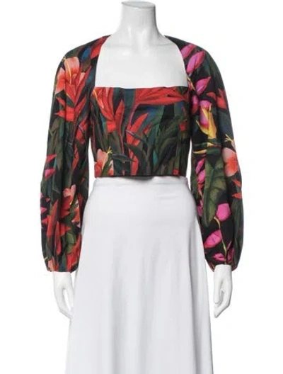 Pre-owned Mara Hoffman Floral Print Square Neckline Crop Top In Multicolor