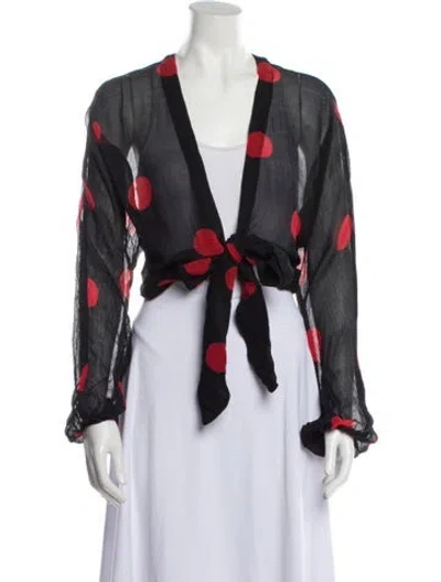 Pre-owned Mara Hoffman Floral Print V-neck Crop Top In Black