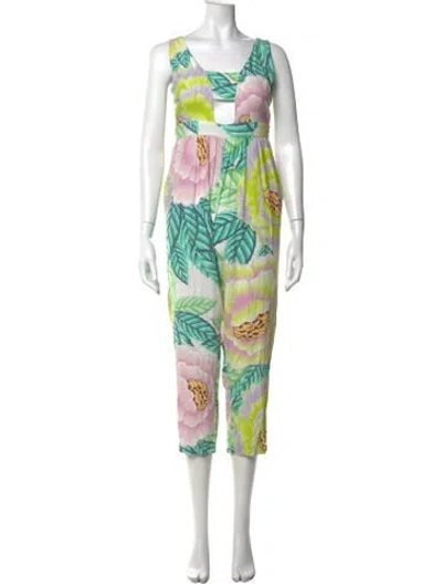 Pre-owned Mara Hoffman Floral Print V-neck Jumpsuit In Pink