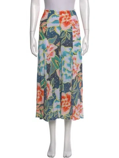 Pre-owned Mara Hoffman Floral Print Wide Leg Pants In Multi