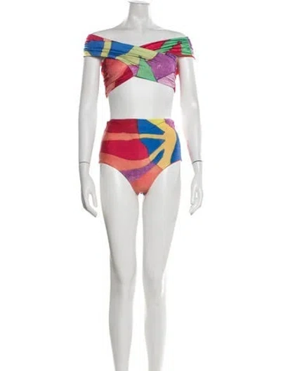 Pre-owned Mara Hoffman Graphic Print Bikini W/ Tags In Orange