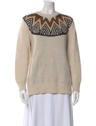 Pre-owned Mara Hoffman Graphic Print Crew Neck Sweater In Brown