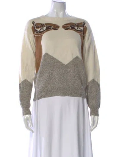 Pre-owned Mara Hoffman Graphic Print Crew Neck Sweater In Brown