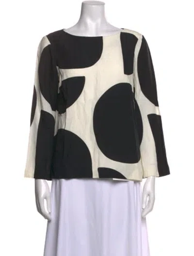 Pre-owned Mara Hoffman Graphic Print Crew Neck Top In Black