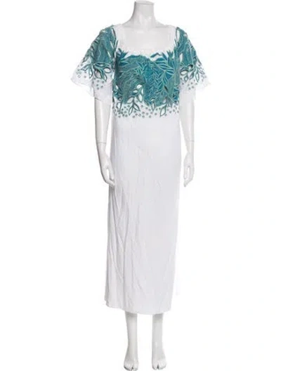 Pre-owned Mara Hoffman Graphic Print Cutout Accent Cover-up In Blue