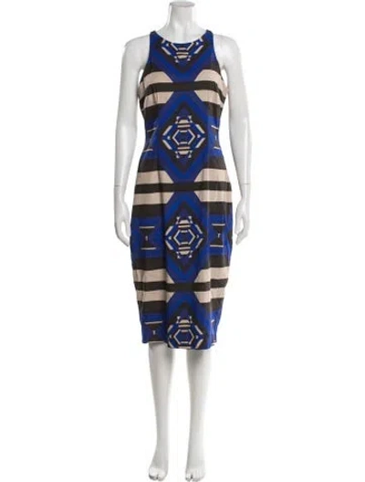 Pre-owned Mara Hoffman Graphic Print Knee-length Dress In Blue