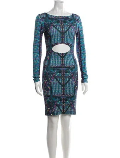 Pre-owned Mara Hoffman Graphic Print Knee-length Dress In Blue