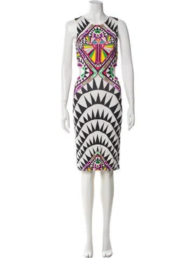 Pre-owned Mara Hoffman Graphic Print Knee-length Dress In White