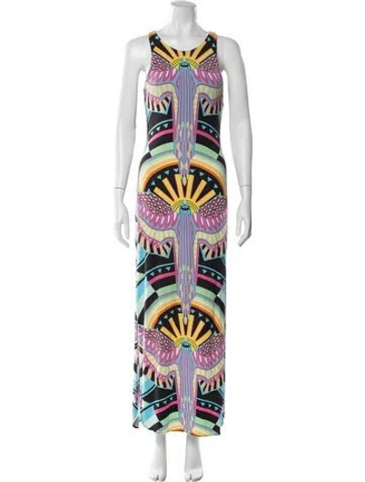 Pre-owned Mara Hoffman Graphic Print Long Dress In Black