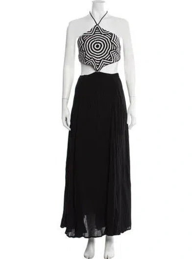 Pre-owned Mara Hoffman Graphic Print Long Dress In Black