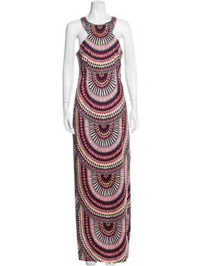 Pre-owned Mara Hoffman Graphic Print Long Dress In Black