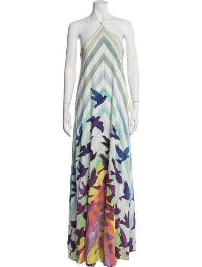 Pre-owned Mara Hoffman Graphic Print Long Dress In Green