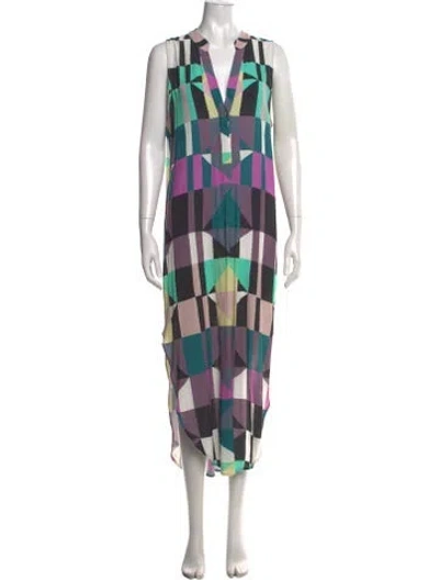 Pre-owned Mara Hoffman Graphic Print Long Dress In Multicolor