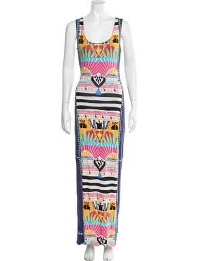 Pre-owned Mara Hoffman Graphic Print Long Dress In Multicolor
