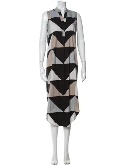 Pre-owned Mara Hoffman Graphic Print Long Dress In Neutral
