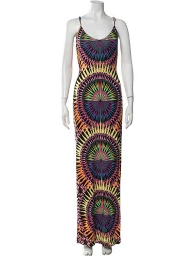 Pre-owned Mara Hoffman Graphic Print Long Dress In Orange