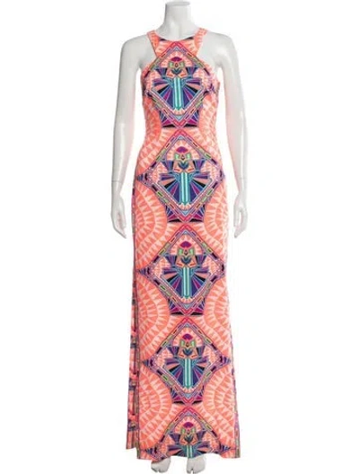Pre-owned Mara Hoffman Graphic Print Long Dress In Pink
