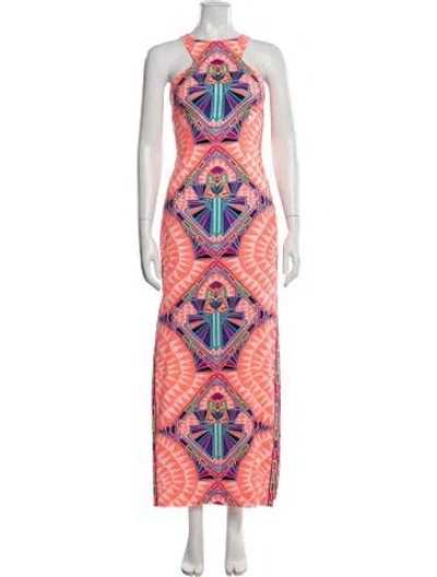 Pre-owned Mara Hoffman Graphic Print Long Dress In Pink
