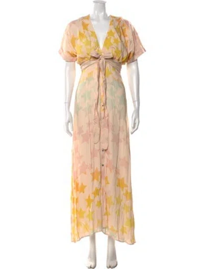 Pre-owned Mara Hoffman Graphic Print Long Dress In Pink