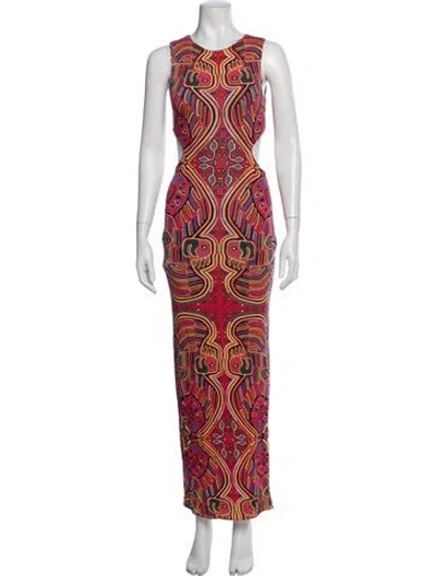 Pre-owned Mara Hoffman Graphic Print Long Dress In Pink