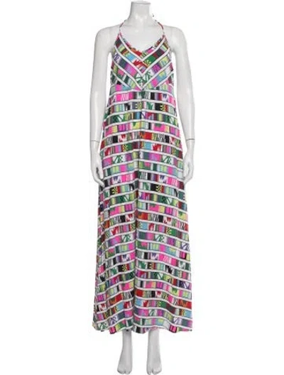 Pre-owned Mara Hoffman Graphic Print Long Dress In Pink