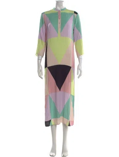 Pre-owned Mara Hoffman Graphic Print Long Dress In Purple