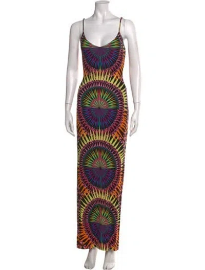 Pre-owned Mara Hoffman Graphic Print Long Dress In Purple