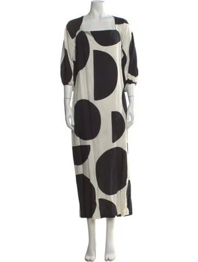 Pre-owned Mara Hoffman Graphic Print Long Dress In White