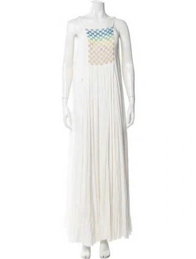 Pre-owned Mara Hoffman Graphic Print Long Dress In White