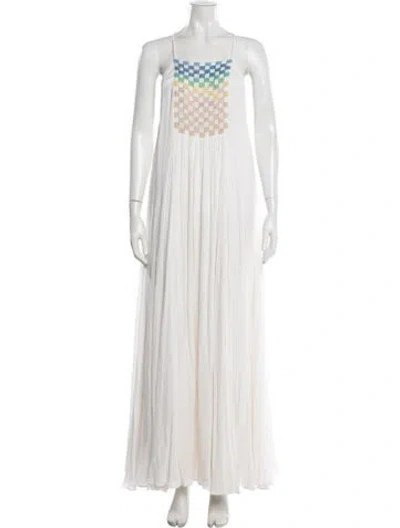 Pre-owned Mara Hoffman Graphic Print Long Dress In White